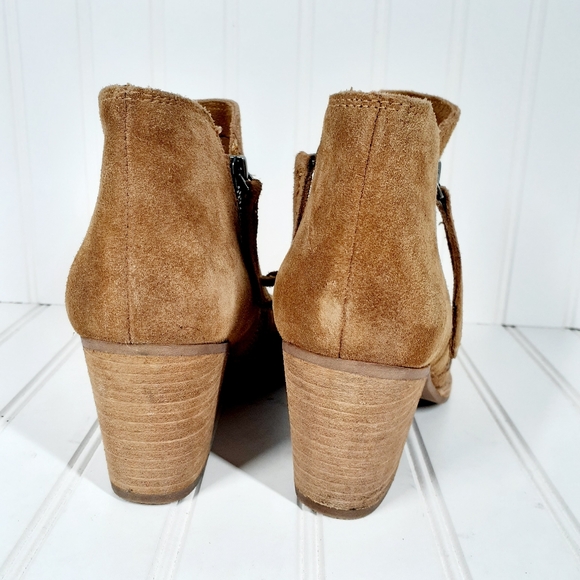 DOLCE VITA Janele Twin-zip Classic Suede Leather Bootie In Camel C501 - Picture 8 of 13